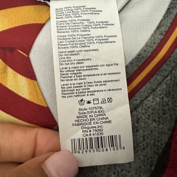 Harry Potter Hermione Granger Gryffindor Robe Dress Costume Girl Size S/P(4-6x) - Picture 5 of 10